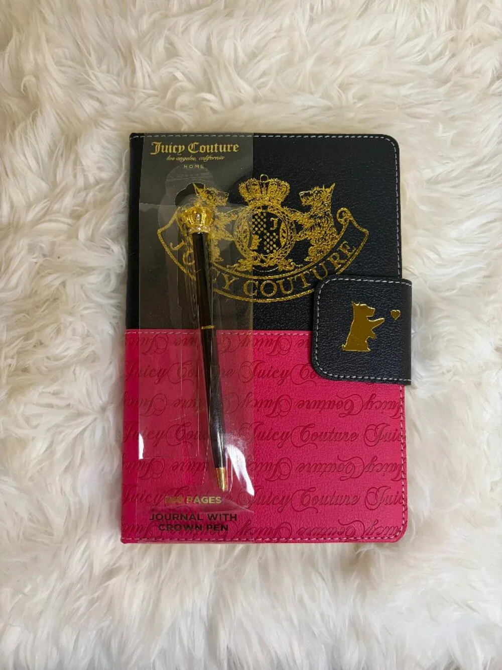 Juicy Couture Crown Journal Pen Set Scottie Dog Faux Leather Notebook NWT